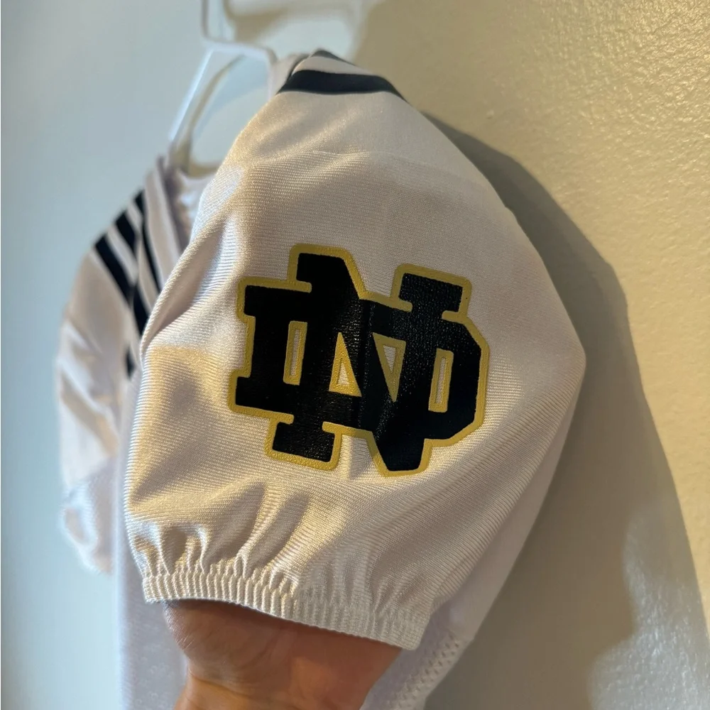 Adidas Notre Dame Fighting Irish #19‎ Game Worn Jersey Size 44 White Football